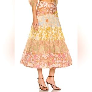 Zimmermann Postcard Pleated Long Skirt